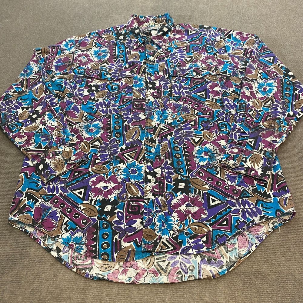 Vintage Frontier Series Shirt Mens‎ Large Aztec Geometric Western Navajo Party